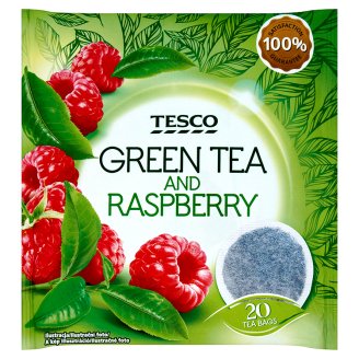 Tesco Herbata zielona o smaku malinowym 40 g