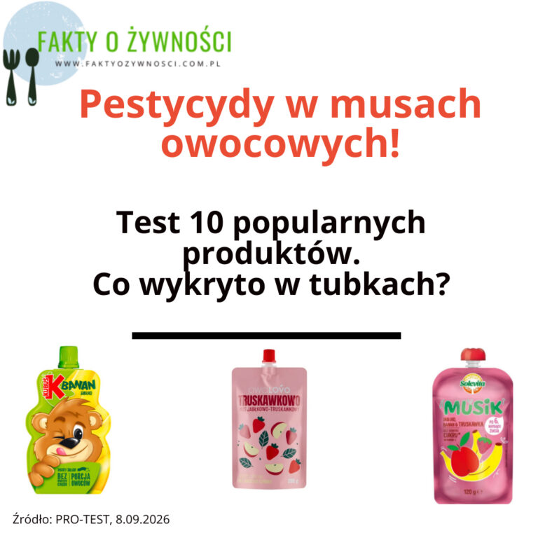 Pestycydy w musach owocowych. Co wykazał test 10 produktów?